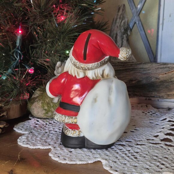 🎄Vintage Porcelain Santa Claus Piggy Bank - 70s Trinket Figurine - Picture 6 of 13